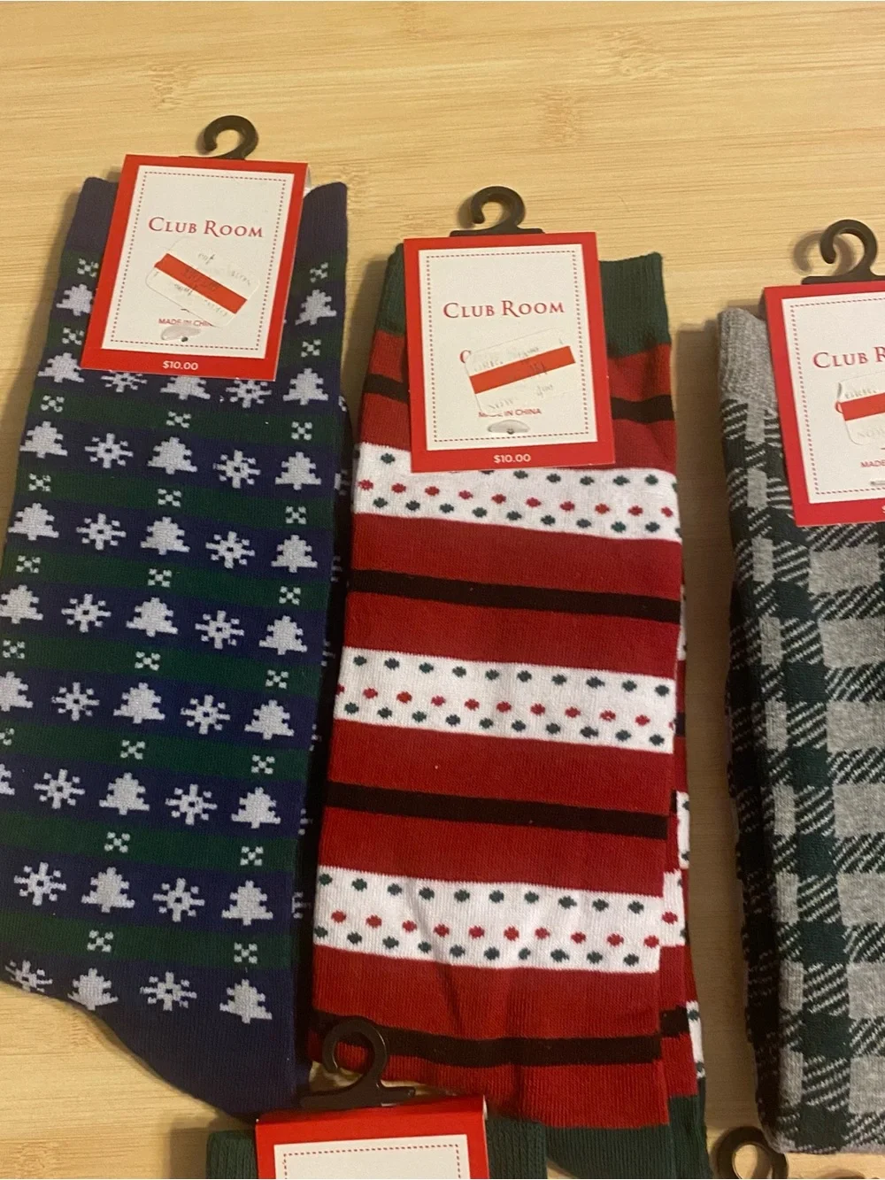 New Club Room Unisex Crew Socks 6 Pairs Holiday Plaid Multicolor One Size